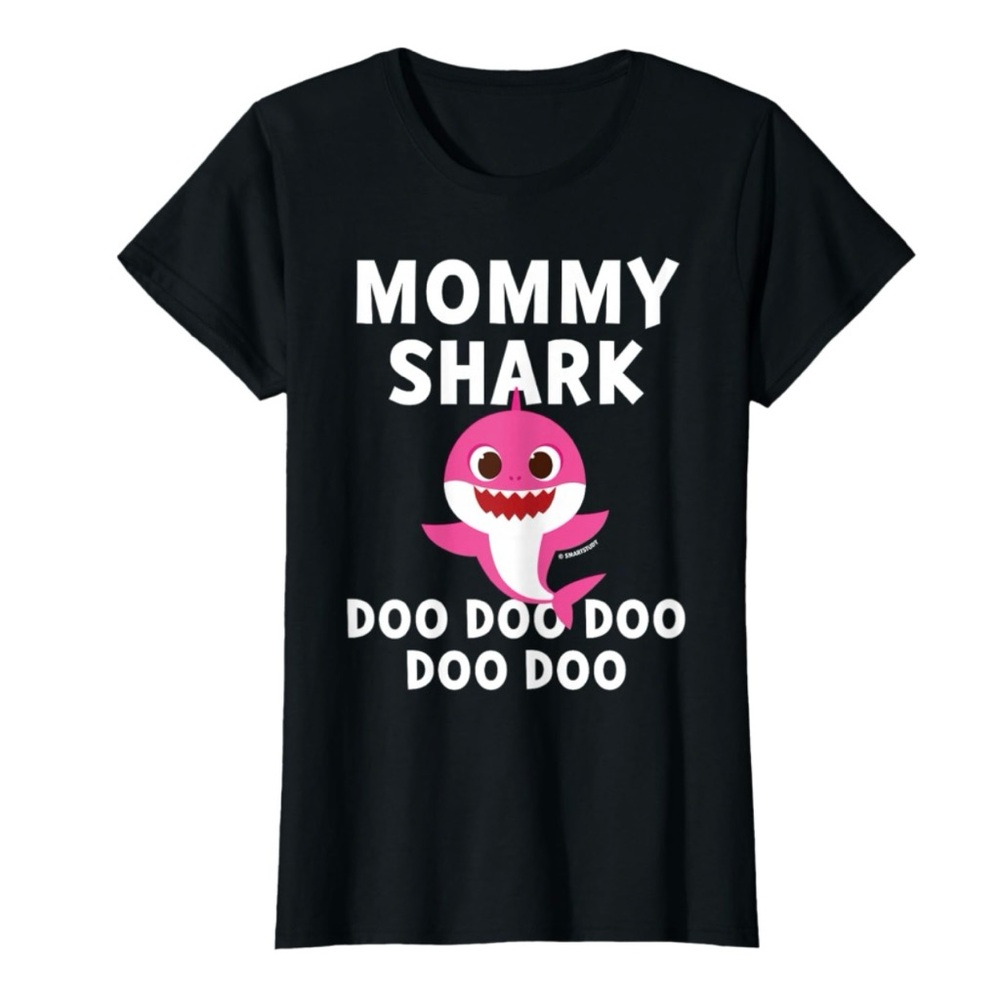 Mommy Shark Short Sleeve T-Shirt Black Pink Size XXL